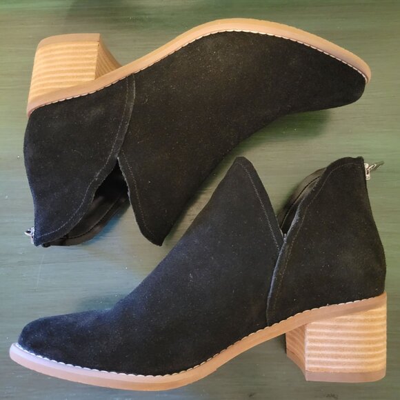 Blondo NEDA Waterproof Black Leather Suede Ankle‎ Boots 7.5M Western Boho - Picture 1 of 8